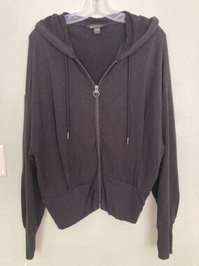 Athleta Black Hooded Zip-Up Jacket Womens Small TENCEL Blend Relaxed Fit